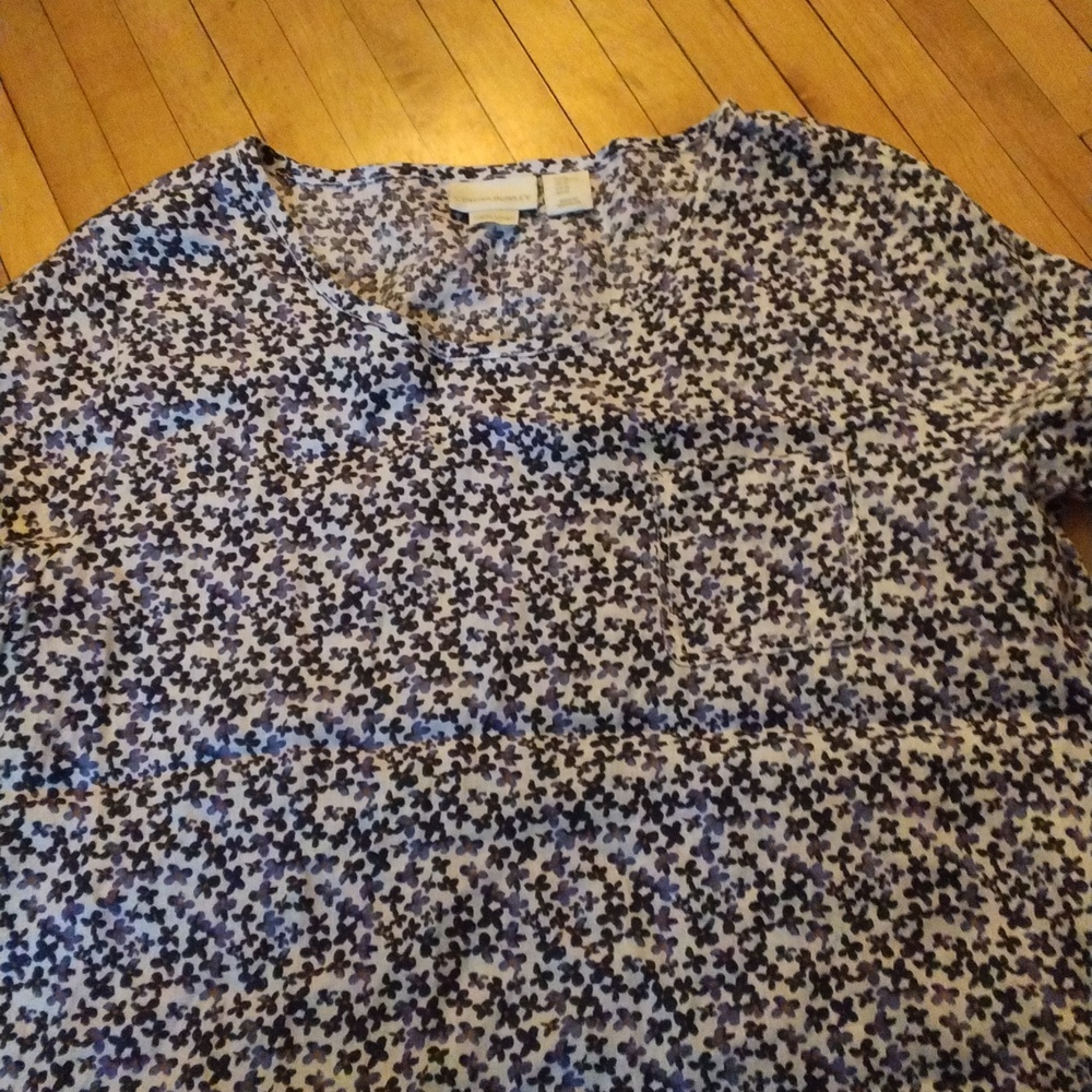 CYNTHIA ROWLEY 100% Linen Ditzy Floral Tee Womens XL - Picture 5 of 5